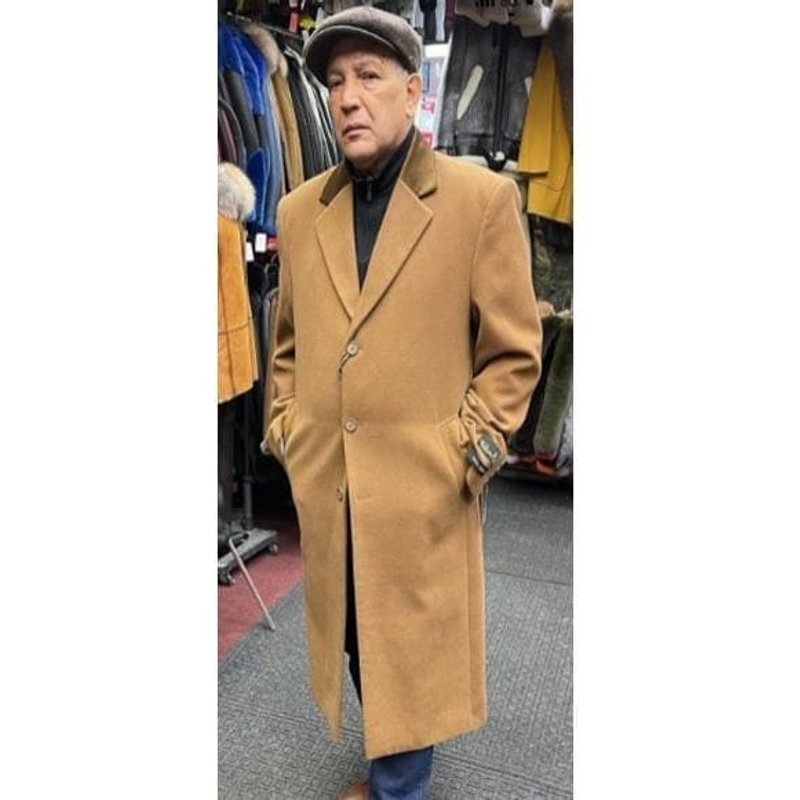 Men's Long Wool Overcoat in Cashmere Blend - AlbertoNardoniStore — Winter Jacket Men