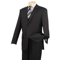 Alberto Nardoni Pinstripe Black Suit with Two-Button Jacket — Mens Suits & Blazers