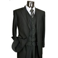 Men's Black Pinstripe 3 Piece Suit with Waistcoat — Mens Suits & Blazers