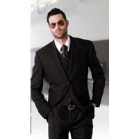 Alberto Nardoni Men's Black 6 Button Vest Three Piece Suit — Mens Suits & Blazers