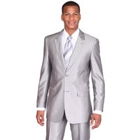 Alberto Nardoni Men's Grey 2 Button Peak Lapel Suit