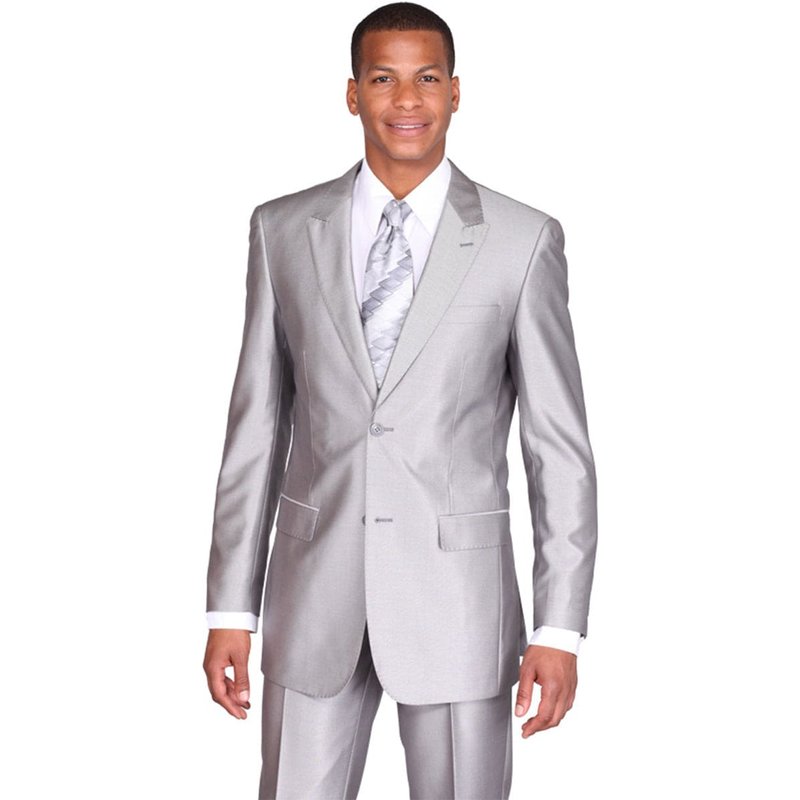Alberto Nardoni Men's Grey 2 Button Peak Lapel Suit — Mens Suits & Blazers