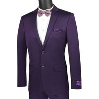 Alberto Nardoni Men's Purple Ultra Slim Fit Satin Suit