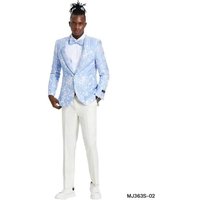 Light Blue Tuxedo - Wedding Suit with White Pants