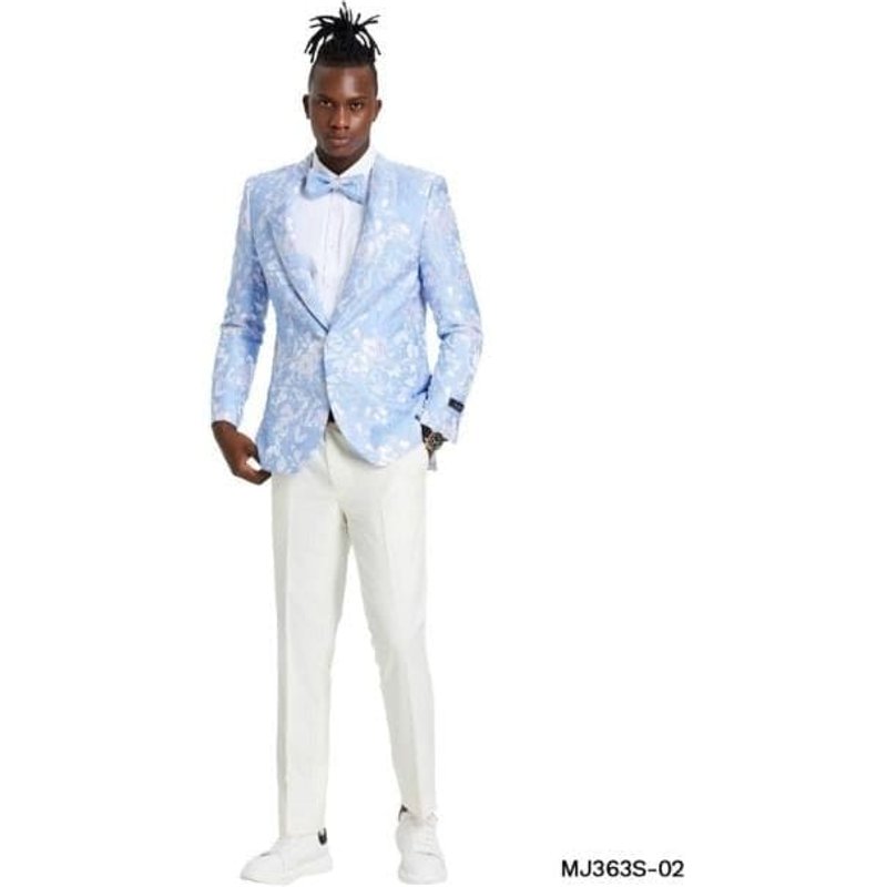 Tuxedo Bleu Clair - Costume de Mariage avec Pantalons Blancs — Costumes et vestons pour hommes