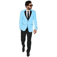 Light Blue Tuxedo - Wedding Suit with White Pants