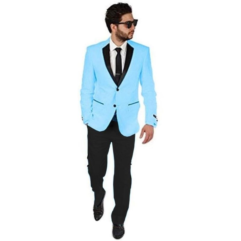 Light Blue Tuxedo - Wedding Suit with White Pants — Mens Suits & Blazers