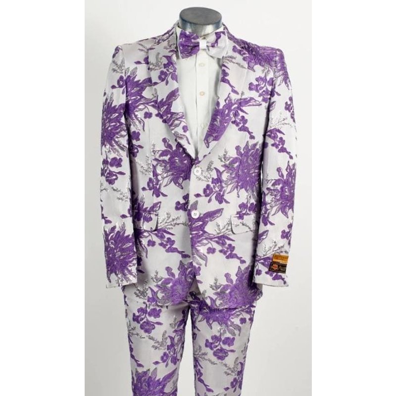 Tuxedo pour hommes grandes tailles - Blanc et violet — Costumes et vestons pour hommes