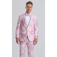 Mens Big and Tall White and Pink Tuxedo — Mens Suits & Blazers