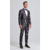 Mens Big and Tall Navy and Gold Tuxedo — Mens Suits & Blazers
