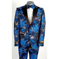 Tuxedo pour hommes grande taille - Bleu royal et or
