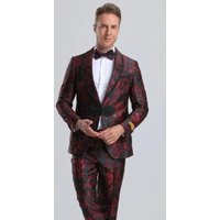Tuxedo Noir Rouge Grand et Grand Homme — Costumes et vestons pour hommes
