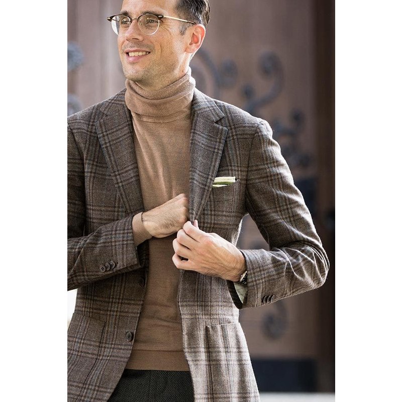 Men's Brown Blazer with Turtleneck — Mens Suits & Blazers