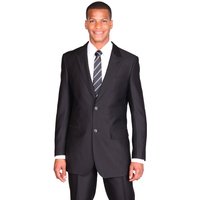 Costume en Sharkskin Noir à Revers Pointu 2 Boutons pour Hommes Alberto Nardoni — Costumes et vestons pour hommes