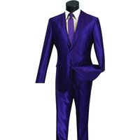 Alberto Nardoni Men's Modern Fit Shiny Sharkskin Suit - Purple — Mens Suits & Blazers