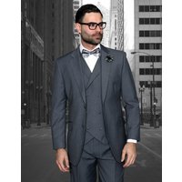 Alberto Nardoni Men's Grey 3-Piece Suit with Double Breasted Vest