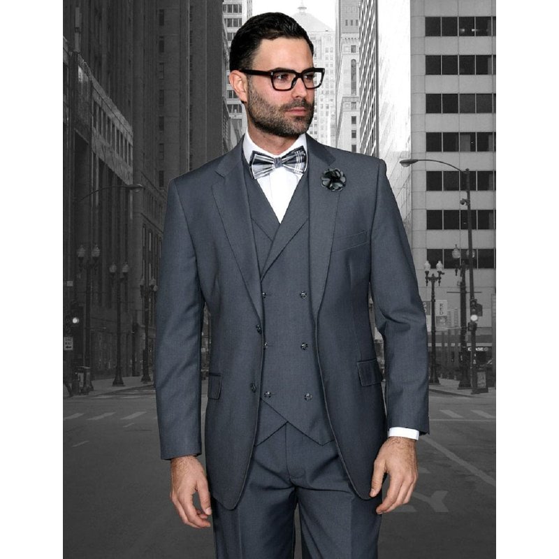 Costume gris pour homme Alberto Nardoni avec gilet à double boutonnage — Costumes et vestons pour hommes