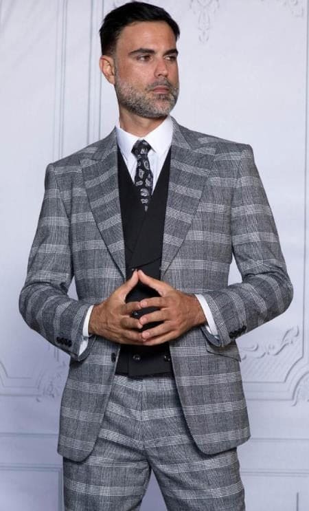 Costume en plaqué 3 pièces - Costume en plaqué noir pour hommes — Costumes et vestons pour hommes