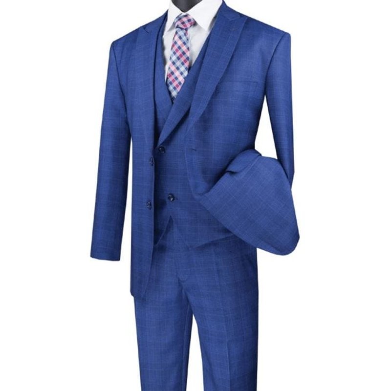 Costume en plaqué 3 pièces - Costume en plaqué bleu pour hommes — Costumes et vestons pour hommes