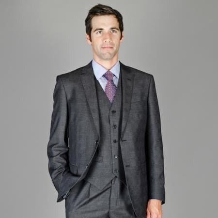 3 Piece Charcoal Plaid Suit for Men — Mens Suits & Blazers