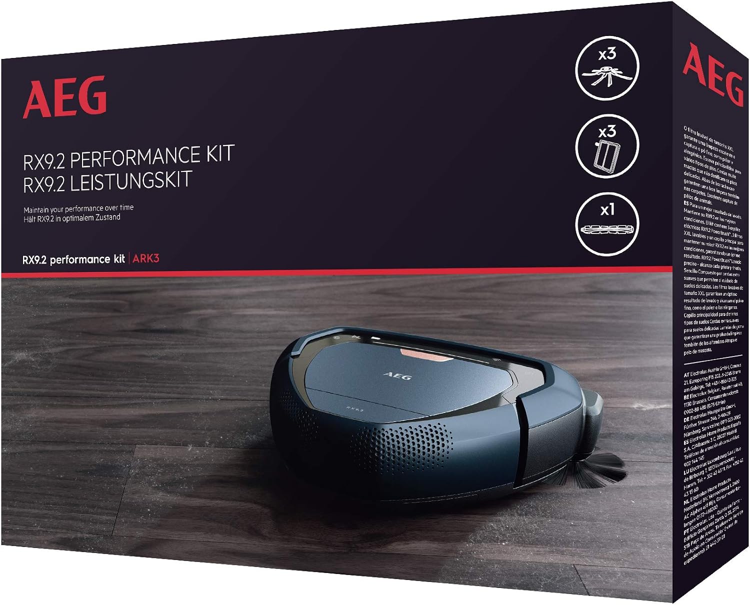 Aspirateur Robot AEG ARK3, Noir, Sans Fil avec PowerBrushes — Robot aspirateur