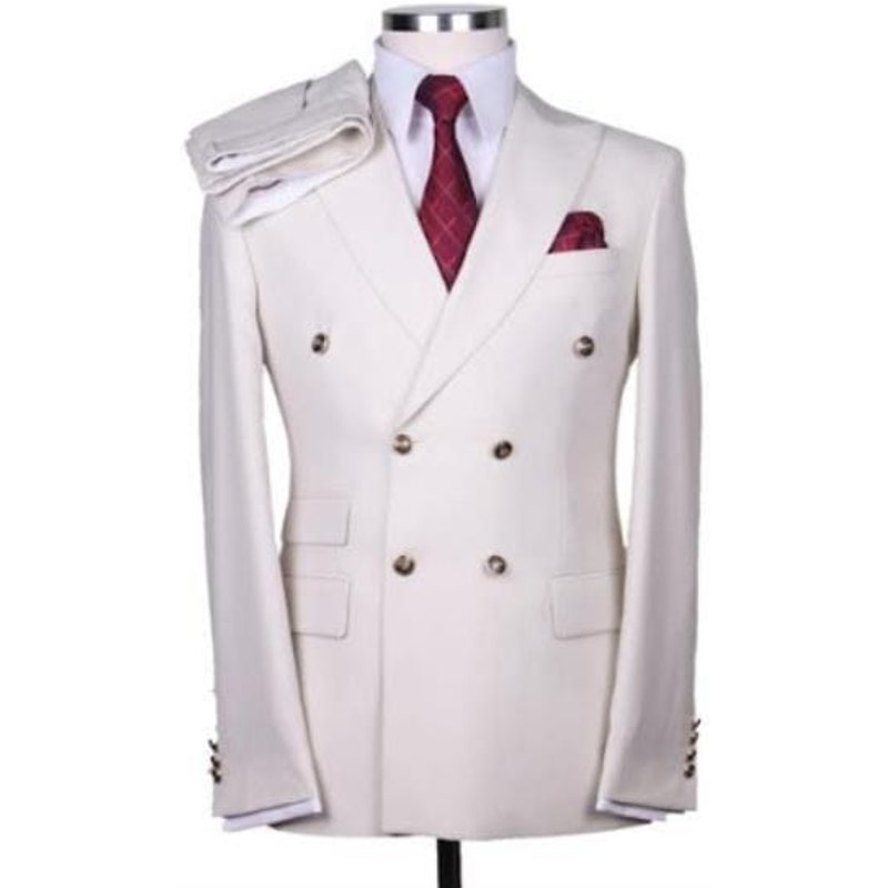 Mens Double Breasted White Dinner Jacket — Mens Suits & Blazers