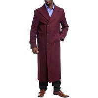 AlbertoNardoniStore Men's Burgundy Wool Double Breasted Overcoat