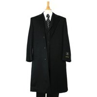 Men's Long Cashmere Blend Overcoat - Black Dress Topcoat
