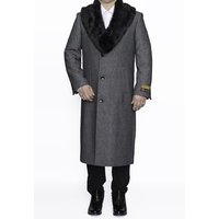 AlbertoNardoniStore Men's Grey Full Length Wool Overcoat