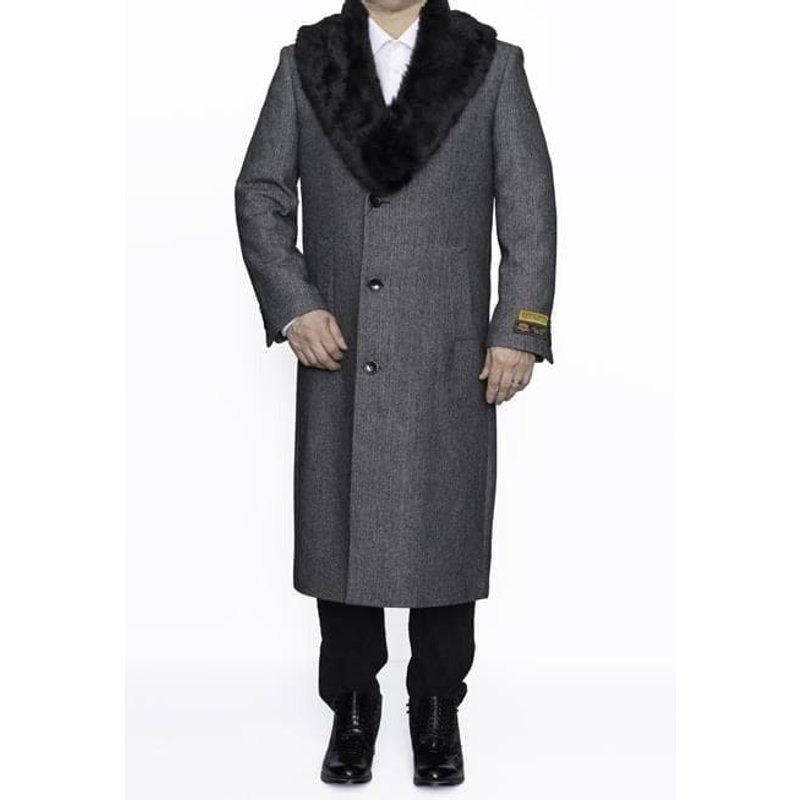 AlbertoNardoniStore Men's Grey Full Length Wool Overcoat — Winter Jacket Men