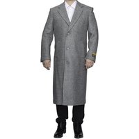 AlbertoNardoniStore Men's Long Wool Overcoat in Light Grey