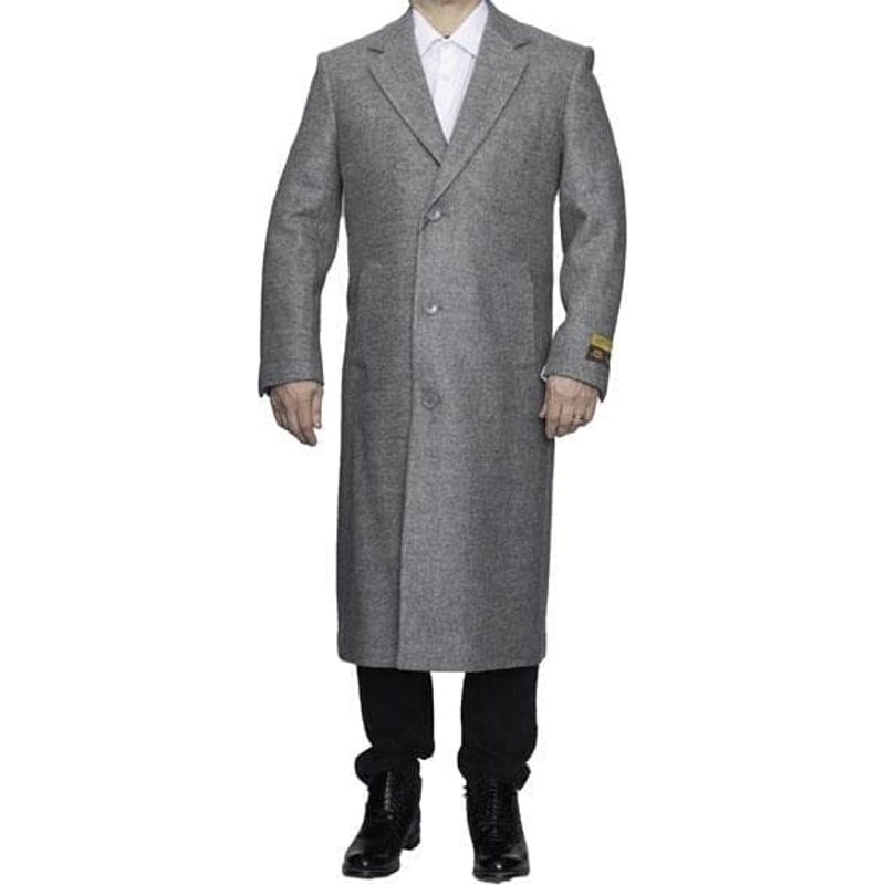 AlbertoNardoniStore Men's Long Wool Overcoat in Light Grey — Winter Jacket Men