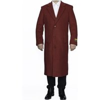 AlbertoNardoniStore Men's Long Wool Overcoat in Burgundy