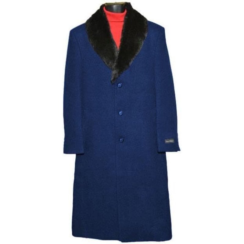 Manteau en Laine Long pour Hommes en Bleu Marine — Veste d'hiver Hommes