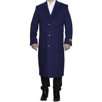 AlbertoNardoniStore Men's Long Wool Overcoat in Indigo