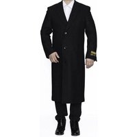 AlbertoNardoniStore Men's Full Length Wool Overcoat in Black