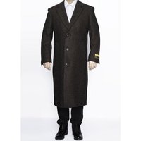 AlbertoNardoniStore Men's Long Wool Overcoat in Brown