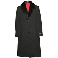 AlbertoNardoniStore Men's Long Wool Overcoat with Fur Collar