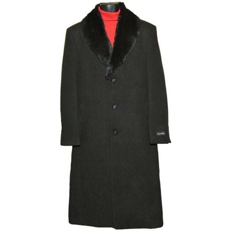 Manteau Long en Laine pour Hommes avec Col en Fourrure - AlbertoNardoniStore — Veste d'hiver Hommes