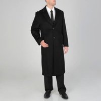 AlbertoNardoniStore Men's Overcoat 'Harvard' Black Cashmere Full-Length — Winter Jacket Men