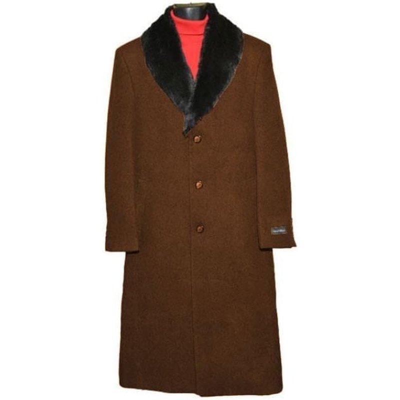 Manteau pour homme - Mens Long Laine - Manteau pour homme - Robe de Manteau Brun — Veste d'hiver Hommes