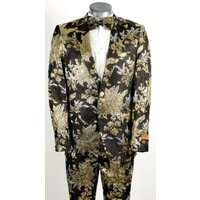 Tuxedo Floral Paisley Noir et Or pour Hommes Alberto Nardoni — Costumes et vestons pour hommes