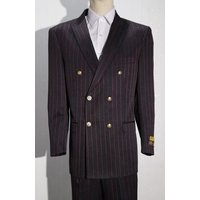 Pinstripe Double Breasted Suit - Black and Red