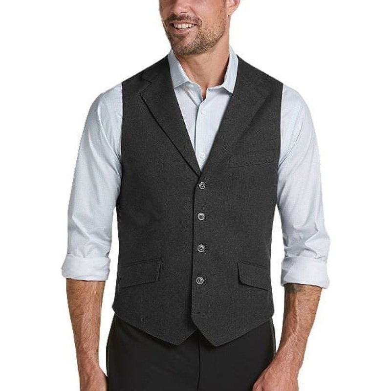 Alberto Nardoni Men's Charcoal Slim Fit Five Button Vest Suit Separates — Mens Suits & Blazers