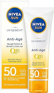 facial sunscreen: NIVEA SUN Face Q10 Facial Cream for Daily Skin Care, Lightweight Face Cream with Q10 and…