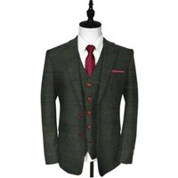 Alberto Nardoni Men's 1930 Herringbone Suit - Green Tuxedo