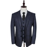 Mens 1930s Fashion Herringbone Tweed Suit - Double Breasted Gray — Mens Suits & Blazers