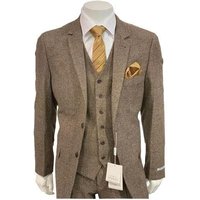 Mens 1930s Fashion Tweed Herringbone Suit - Double Breasted Brown
