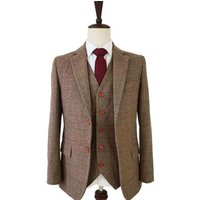 Mens 1930s Fashion Tweed Herringbone Double Breasted Suit