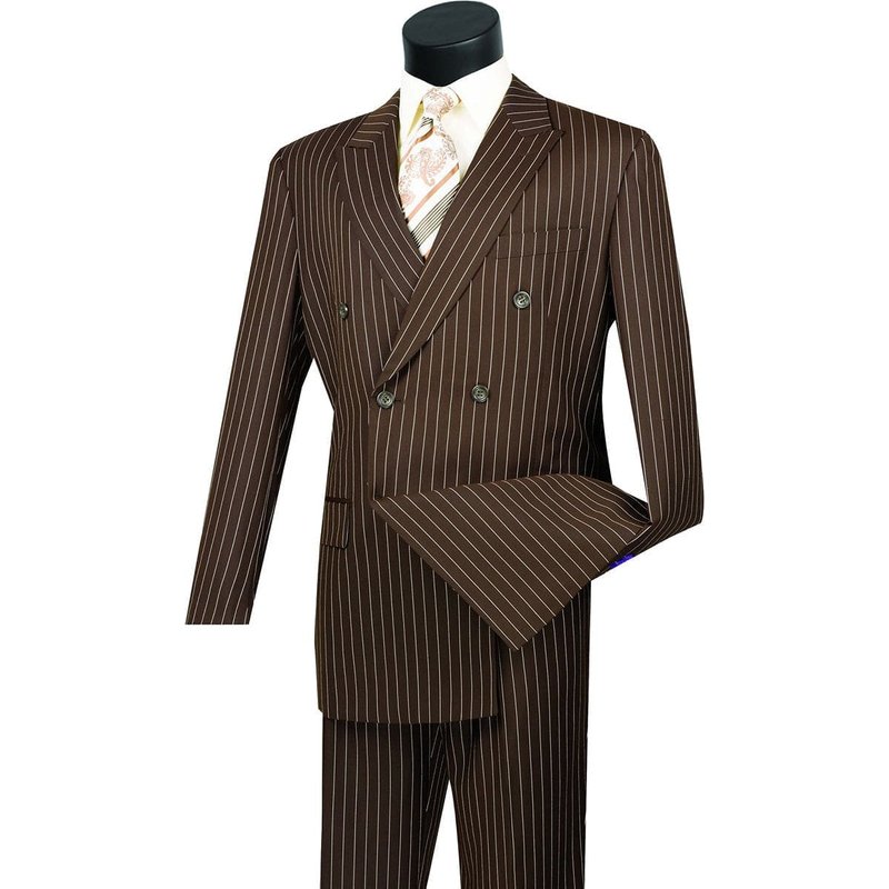 Costume à Rayures Marron à Double Boutonnage pour Hommes Alberto Nardoni — Costumes et vestons pour hommes